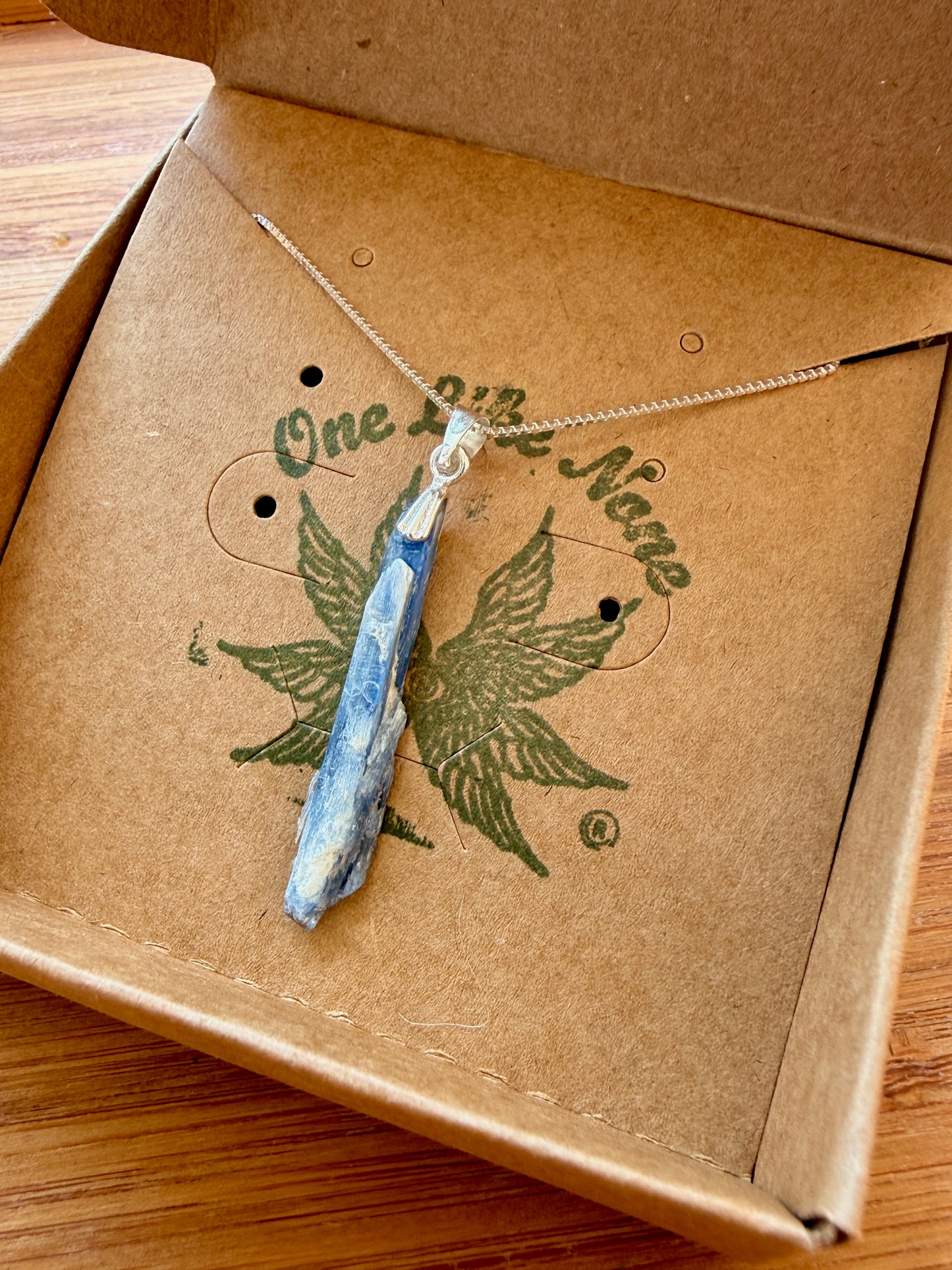 Blue Kyanite Pendant Necklace on 20" Silver Chain