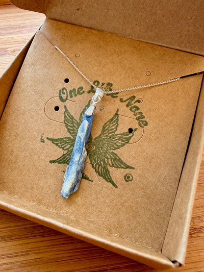 Blue Kyanite Pendant Necklace on 20" Silver Chain