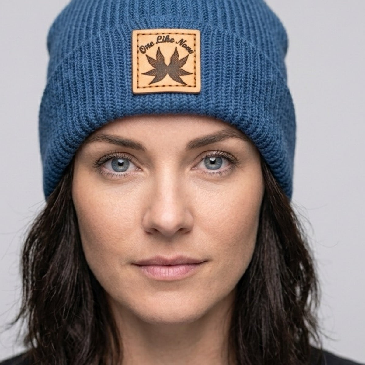One Like None blue beanie women's communication"