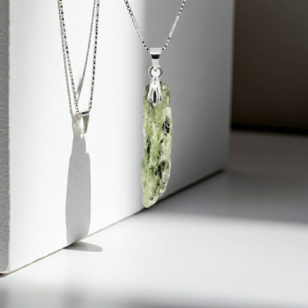 One Like None green kyanite pendant"