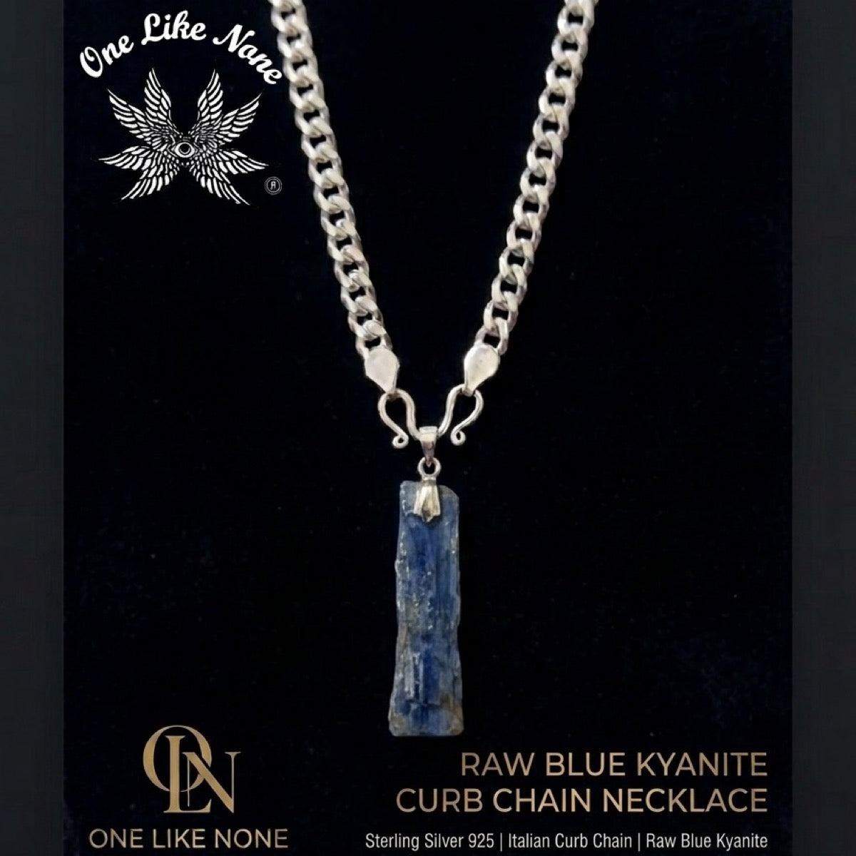 "One Like None men's chain 5mm blue kyanite clarity"